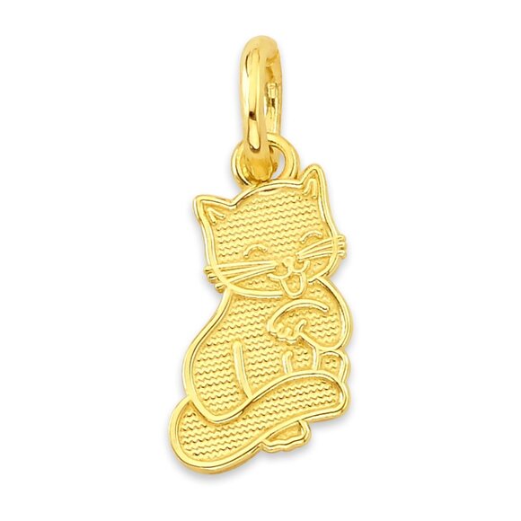 Solid 14k Gold Cat Charm - Animal Jewelry Gifts for Her - Picture 1 of 5